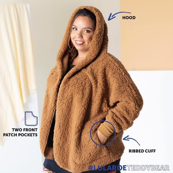 Lularoe Teddy Bear Hooded Jacket- Size 10-20 - Picture 2 of 6